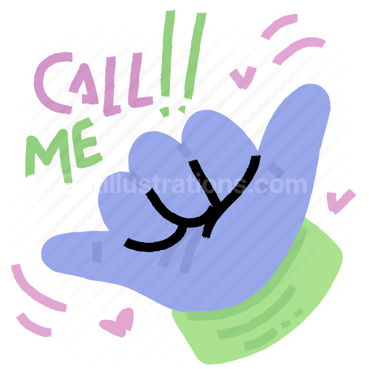 call me, hand, gesture, sticker, character, call